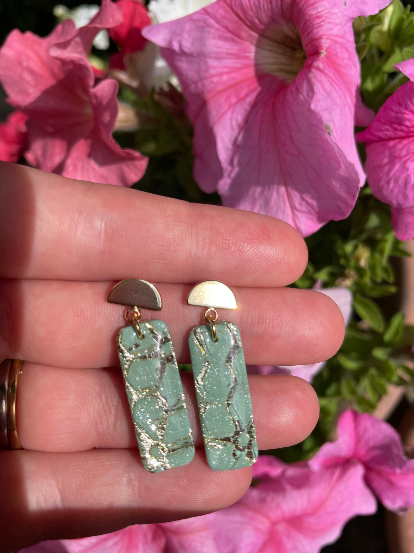 Luxury Sage Green Floral Drop Earrings Handmade Statement Jewellery