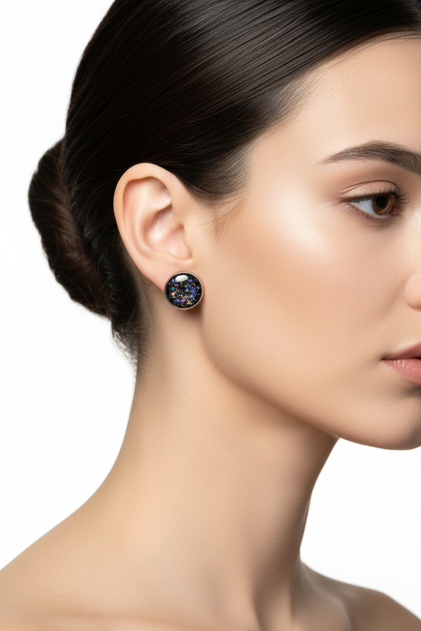 Large Bezel Stud Earrings – 18K Gold Plated