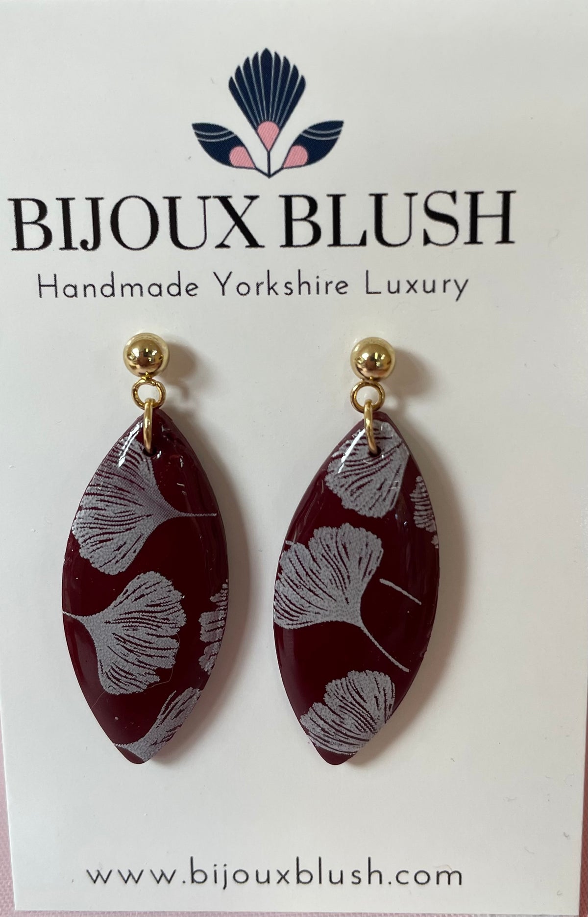 Midnight Ginkgo Marquise Drops - Navy & Silver