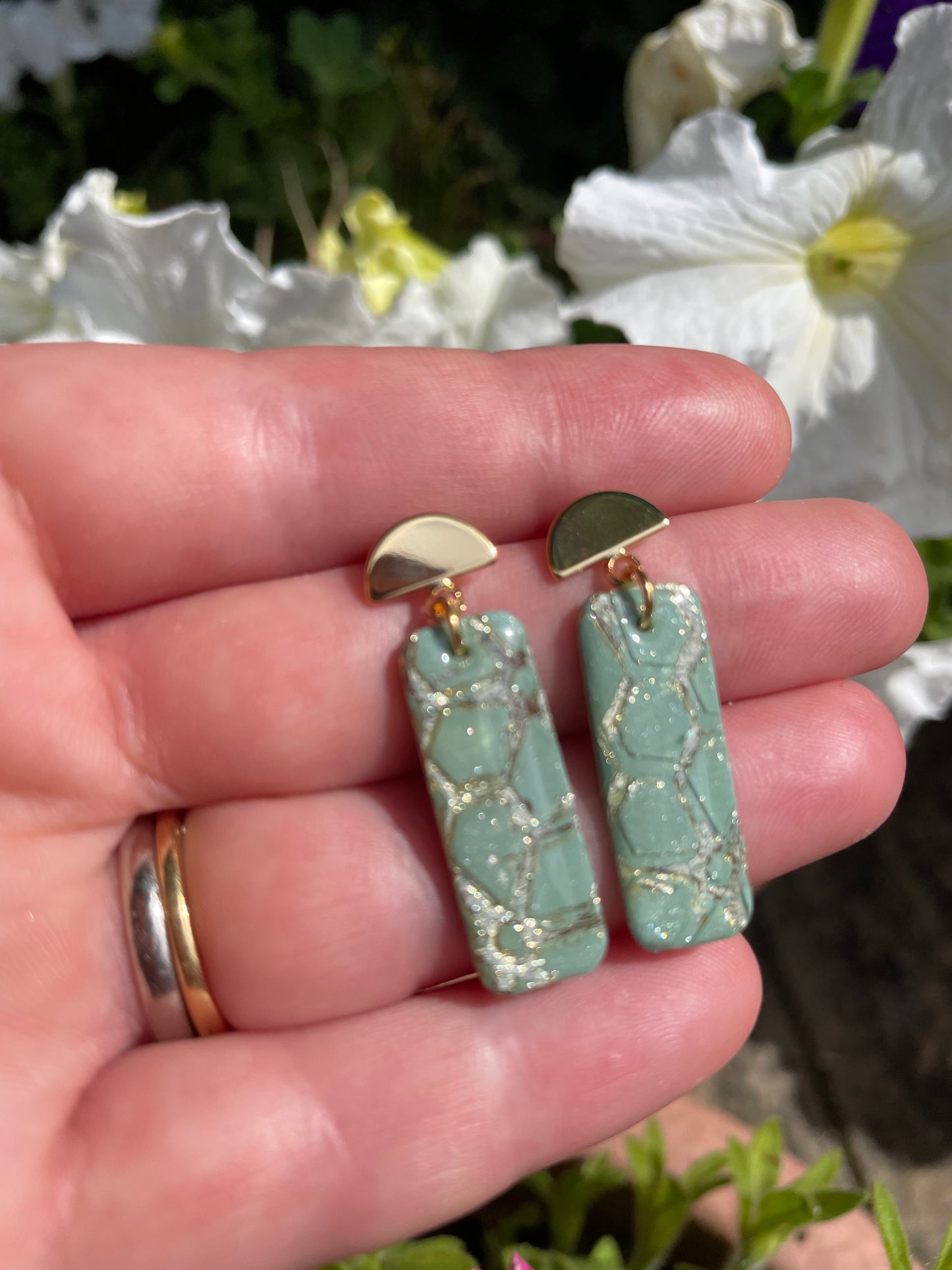 Luxury Sage Green Floral Drop Earrings Handmade Statement Jewellery