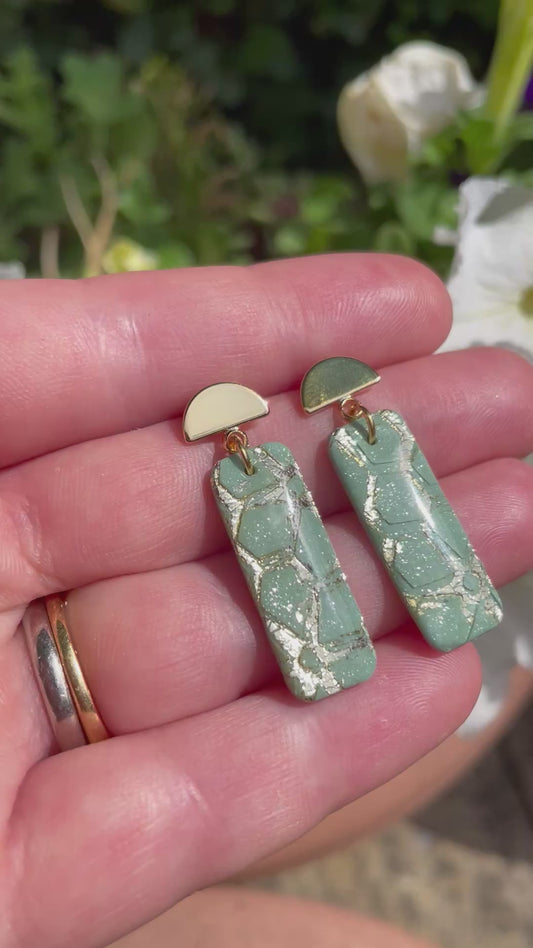 Luxury Sage Green Floral Drop Earrings Handmade Statement Jewellery